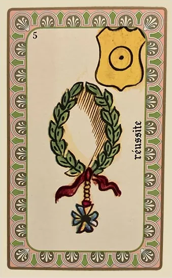 Oracle Belline card 5, La Réussite, printed with its Sun planet emblem