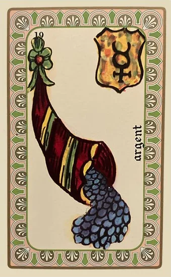 Oracle Belline card 19, L'Argent, printed with its Mercury planet emblem
