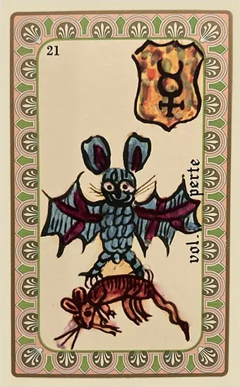 Oracle Belline card 21, Vol, Perte, printed with its Mercury planet emblem