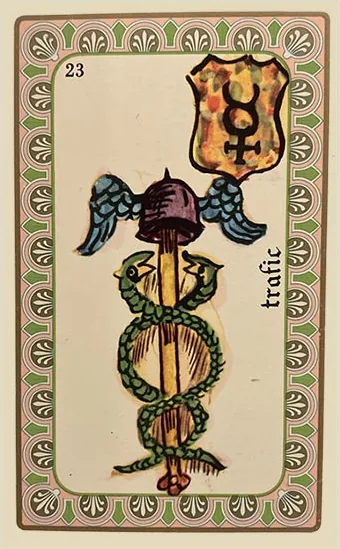 Oracle Belline card 23, Le Trafic, printed with its Mercury planet emblem
