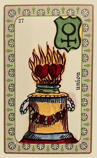 Oracle Belline card 27, L'Union, printed with its Venus planet emblem