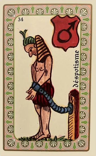 Oracle Belline card 34, Le Despotisme, printed with its Mars planet emblem
