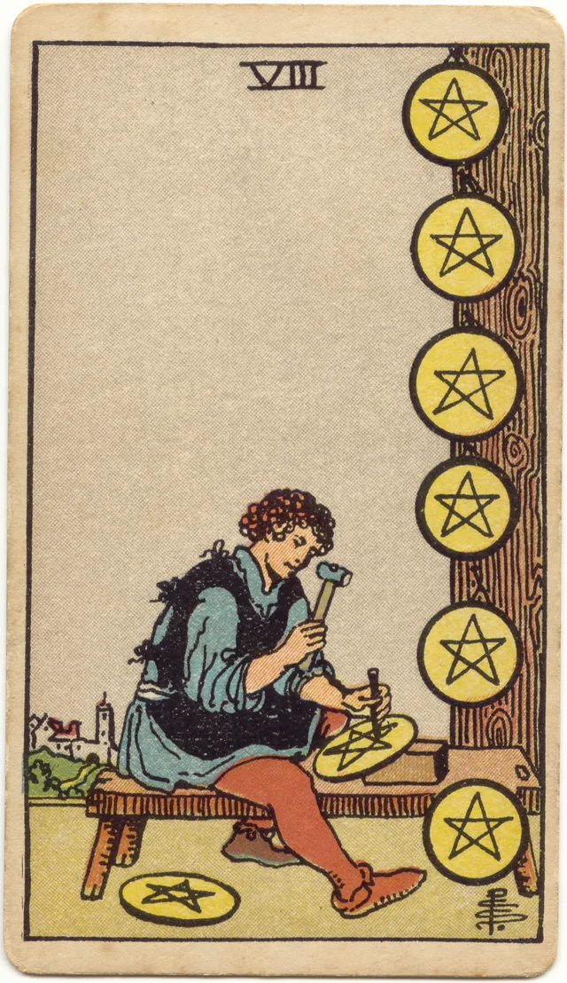 Eight of Pentacles tarot card